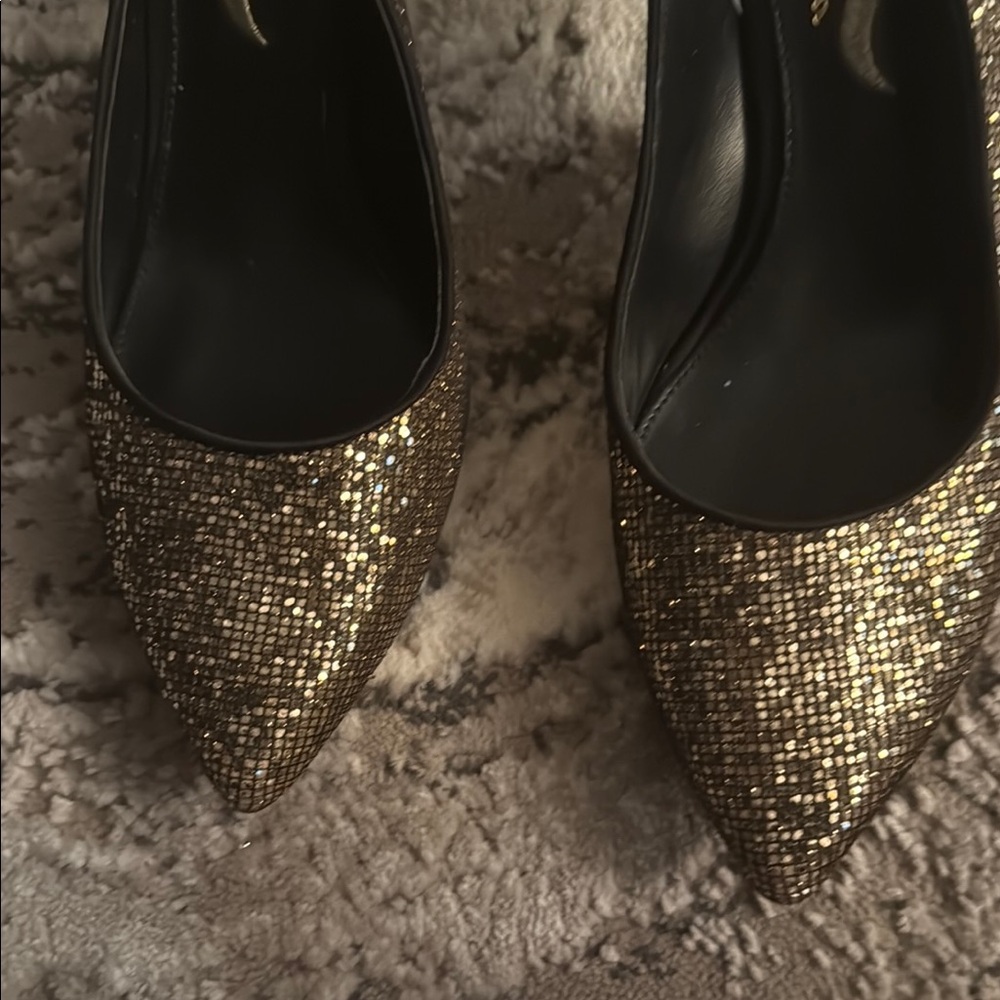 Nina Gold Glitter Slingback Heels